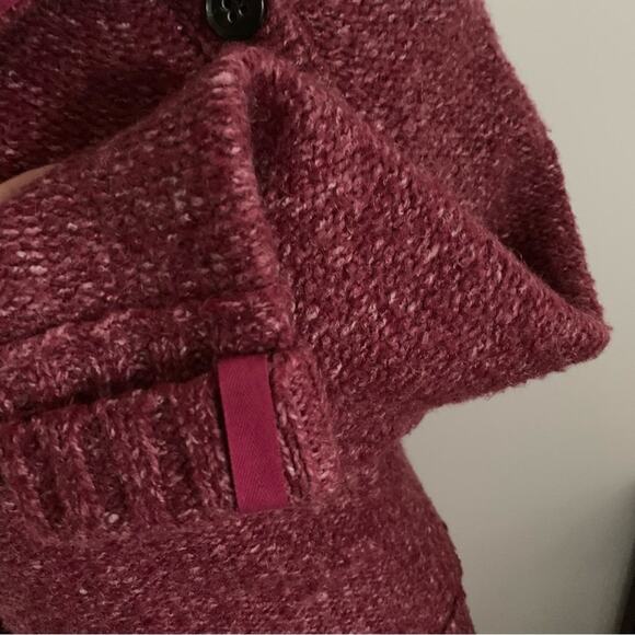 Lole M Wool Blend Marled Red Collared Button Popover Pullover Sweater Key Pocket - Picture 3 of 10